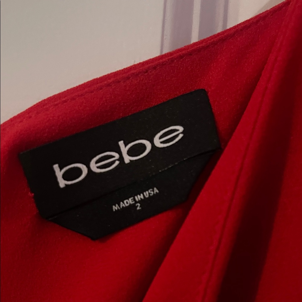 bebe Red Ruffle Mini Dress - Picture 4 of 6